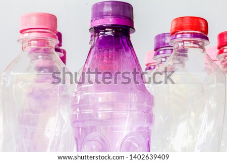 closeup plastic bottles. recycling To conserve the environment concept. on white background