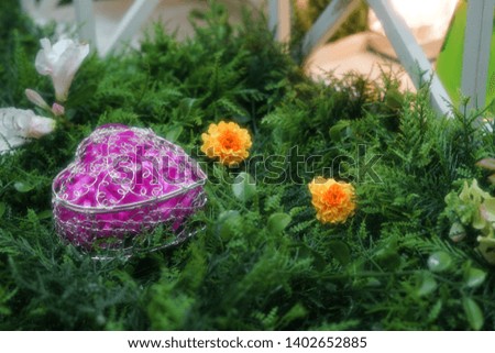 Artificial flowers and garden of image