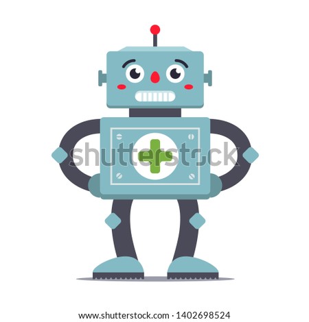 robot medic on a white background. futuristic hospital. character image
