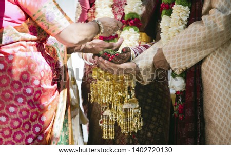 Hindu wedding ceremony. Details of traditional indian wedding. Hindu marriage rituals.