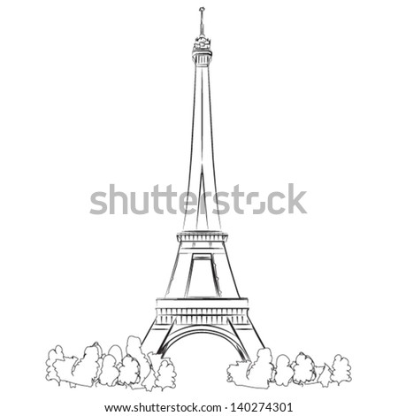 Eiffel Tower of Paris - vector lineart illustration