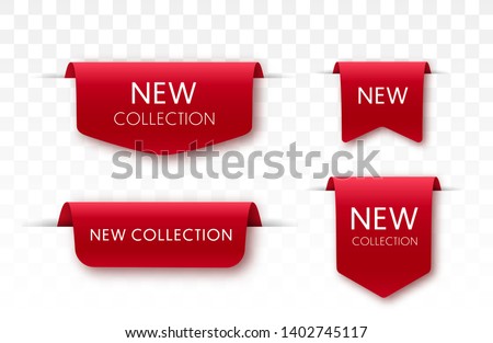 New collection tags. Vector badges and labels. Paper ribbons Royalty-Free Stock Photo #1402745117