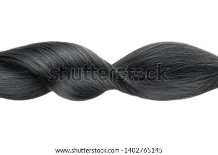 Black shiny hair wave, isolated over white Royalty-Free Stock Photo #1402765145
