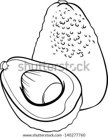 Black and White Cartoon Vector Illustration of Avocado Fruit Food Object for Coloring Book