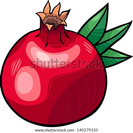 Cartoon Illustration of Pomegranate Fruit Food Object