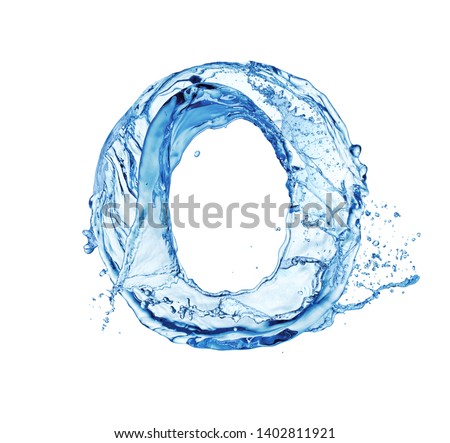 water letter O isolated on white background