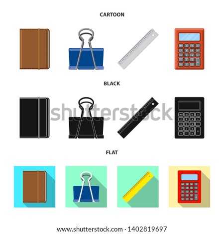 Isolated object of office and supply sign. Collection of office and school stock bitmap illustration.