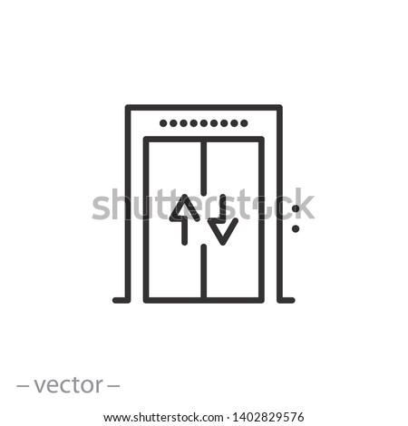 elevator icon, lift line symbol on white background - editable stroke vector illustration eps10 Royalty-Free Stock Photo #1402829576