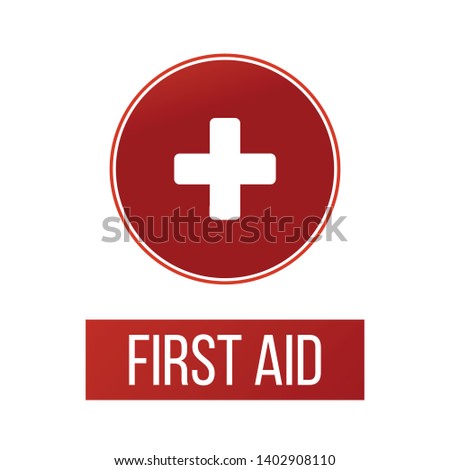 First aid medical sign in circle, flat vector icon for apps, website, labels, signs, stickers. Vector illustration isolated on white background