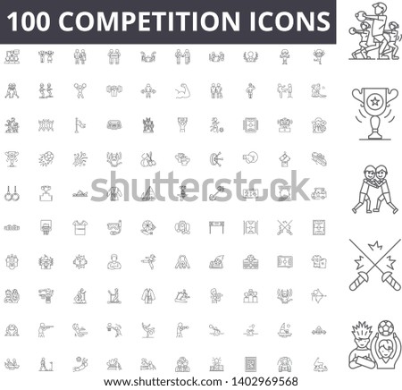 Competition line icons, signs, vector set, outline concept illustration