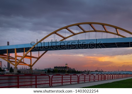 Hoan Bridge in Milwaukee, Wisconsin at Sunset