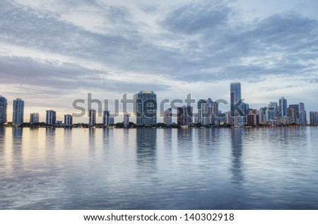 Miami Skyline at Sunset.