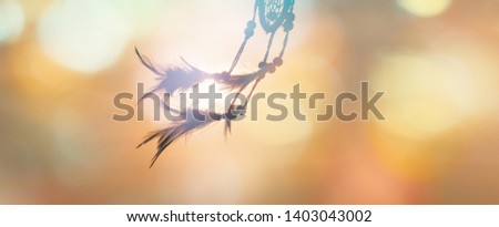 Blurred image, Dream catcher native american in the wind and blurred bright light backgrounds, abstract romance with hope and dream concepts