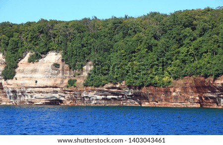 Pictured Rocks photographed from a boat on Lake Superior, Michigan, USA