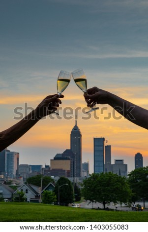 sparkling wine toast, public gesture of appreciation and best wishes to city of Indianapolis, Indianapolis
