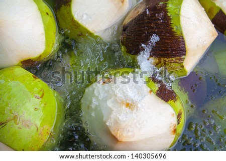 fresh coconut in ice cube