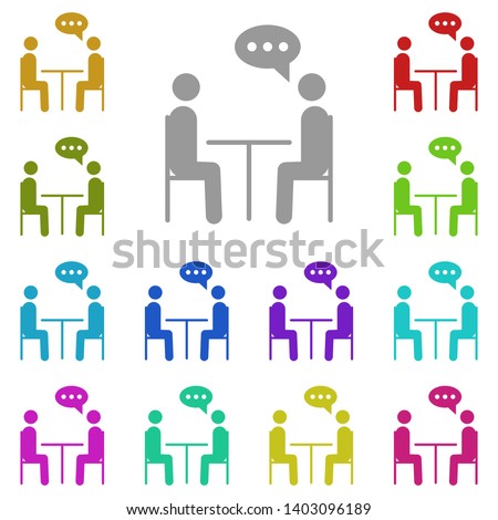 Two people talking multi color icon. Simple glyph, flat vector of people icons for UI and UX, website or mobile application on white background