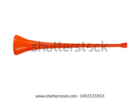 Red vuvuzela horn isolated on white background