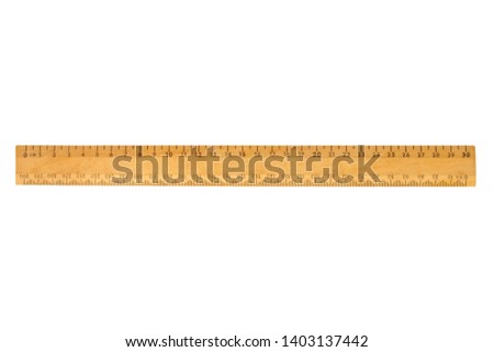 Long wooden ruler isolated on white background