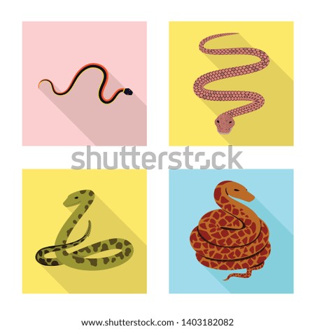 Vector illustration of skin and reptile icon. Collection of skin and danger stock symbol for web.