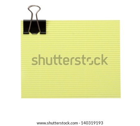 Paper sheet for letter with clip isolated on a white background