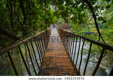 Suspention bridge in Buon Don, Buon Me Thuot, Dak Lak, Vietnam. 