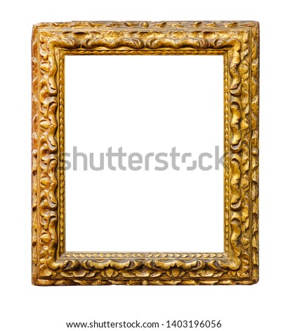 Wood frame gold color isolated with clipping path.