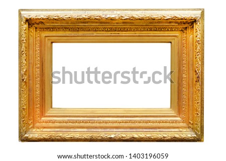 Wood frame gold color isolated with clipping path.