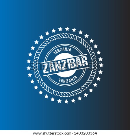 Zanzibar Island Stamp - grunge stamp. circle label.