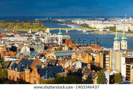 Panoramic view of Budapest historical townscape  with  Danube river, Hungary

