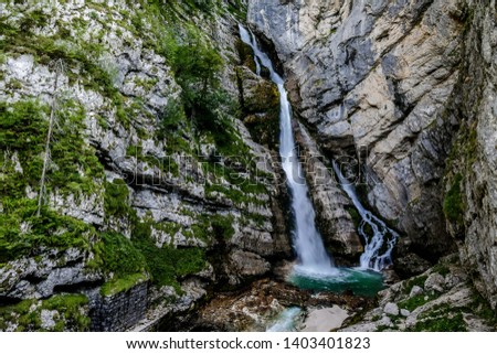 waterfall in forest, beautiful photo digital picture