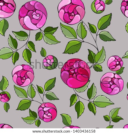 Seamless pattern with peonies. Hand drawn vector illustration. Flowers for textile and fabric.
