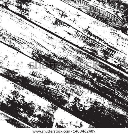 Wooden dry planks diagonal distressed overlay texture with knot. Grunge old wood black cover template. Weathered rural grainy timber backdrop. Aged dried board creative element. EPS10 vector. 