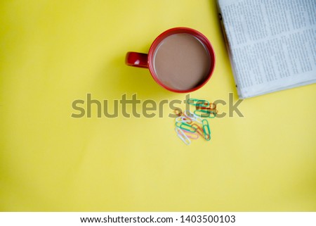 top view business with yellow background,Business Concept