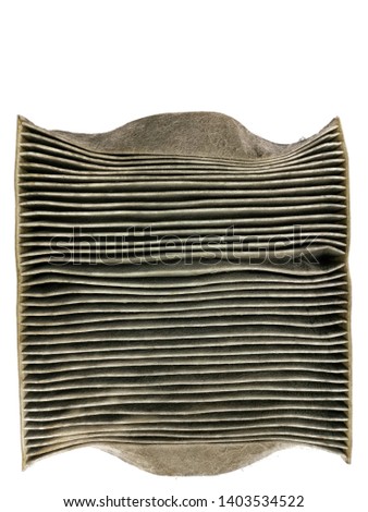 Automobile air filter dirty​ isolated​ on​ white​ background.