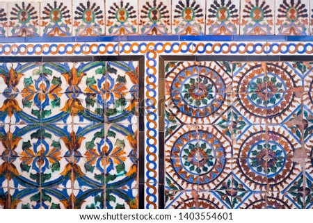 Beautiful wall tiles with the ancient Moorish patterns inspired by Islamic art