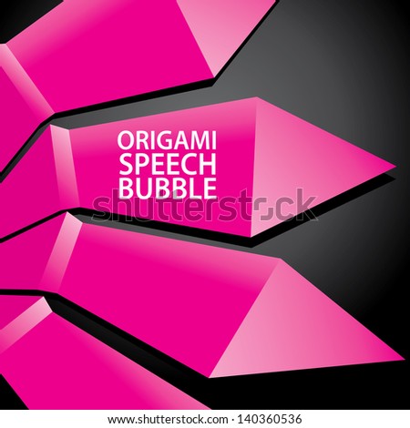 Abstract glamour pink paper origami ribbon on black background. Vector abstract origami background for website or cover design. Glamour Pink stylish brochure for text and advertising.