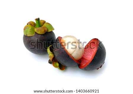 Mangosteen ready to eat on a white background