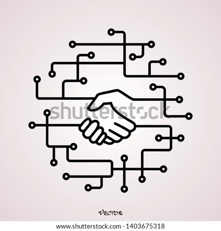 Digital business linear icon. Thin line illustration. Online partnership and business deal. Contour symbol. Vector isolated outline drawin