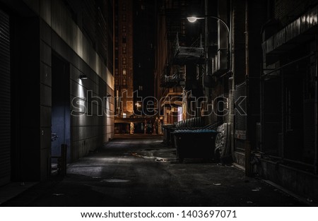 Chicago dark alley at night Royalty-Free Stock Photo #1403697071