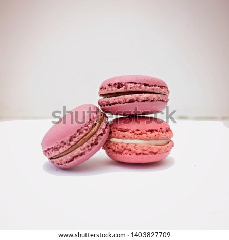 Sweet and colourful french macaroons on light background