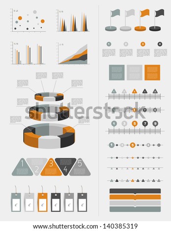 Infographics marketing set with charts, diagrams and speech bubbles.