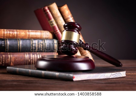 Judge`s gavel and law books.constitutional crisis