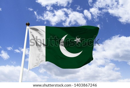 The flag of Pakistan, green represents the Muslim majority of the country, white refers to the religious minority, the progress of the crescent moon and the star makes mention of light and knowledge.