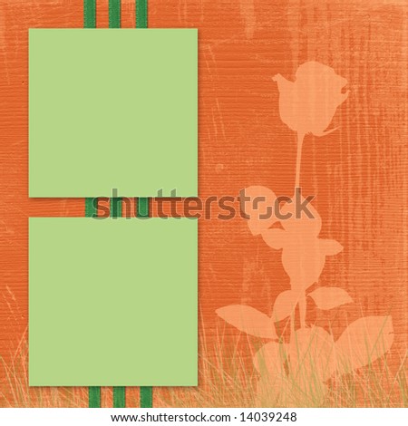  Card for advertising or photo, on the abstract orange background