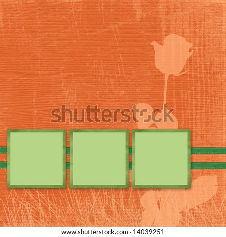 Card for advertising or photo, on the abstract orange background