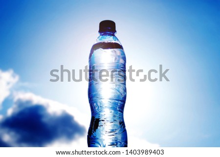 bottle of water against blue sky