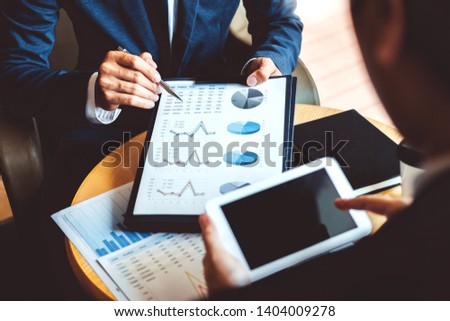 Business Consulting meeting working and brainstorming new business project finance investment concept. Royalty-Free Stock Photo #1404009278