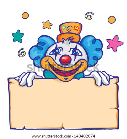 clown with signboard