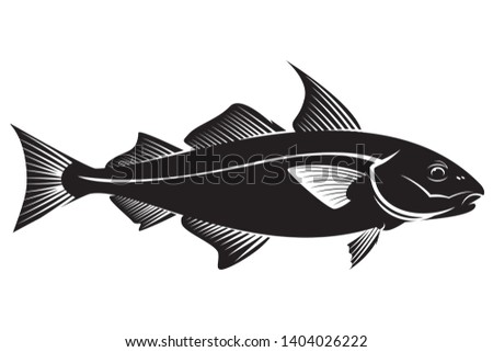 Haddock fish silhouette vector illustration
